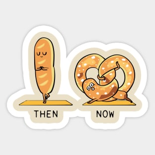 Bread Yoga Then and Now Sticker